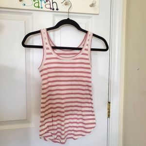 LOFT white and pink striped tank top